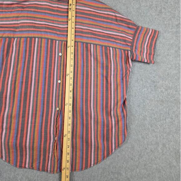 Madewell Top Womens Size Small Courier Button-Back Shirt Rainbow Stripe V Neck - Picture 13 of 15